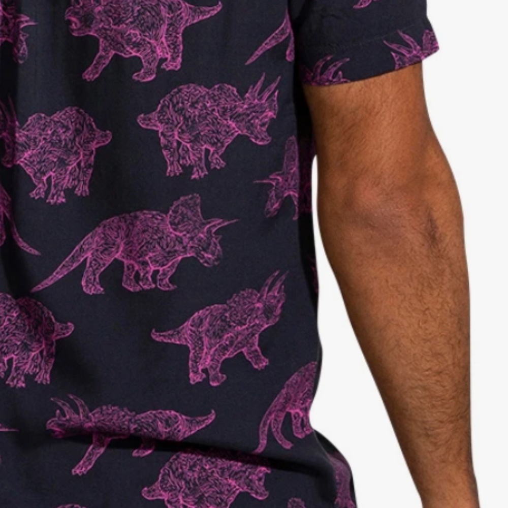 CHUBBIES Men's The Pink Triceratop (Rayon Full-Button) - L - Picture 11 of 12